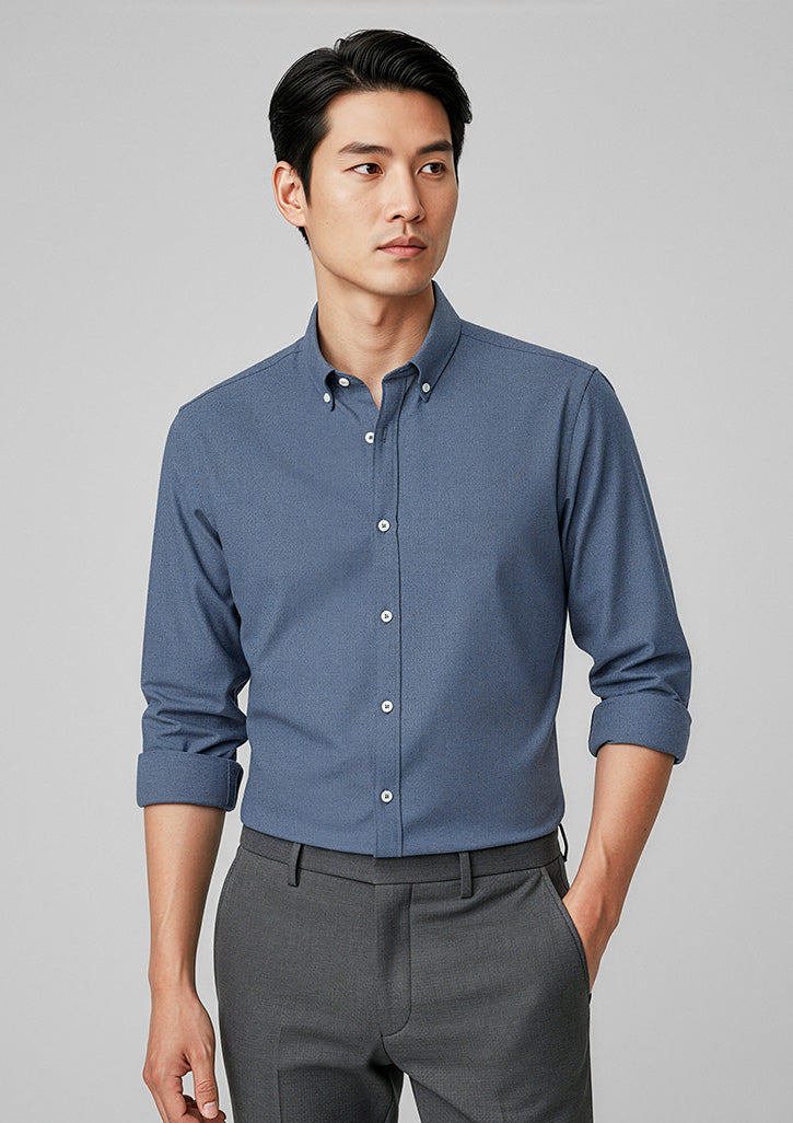 S127ML Mens Memphis Long Sleeve Shirt - Grey Smoke