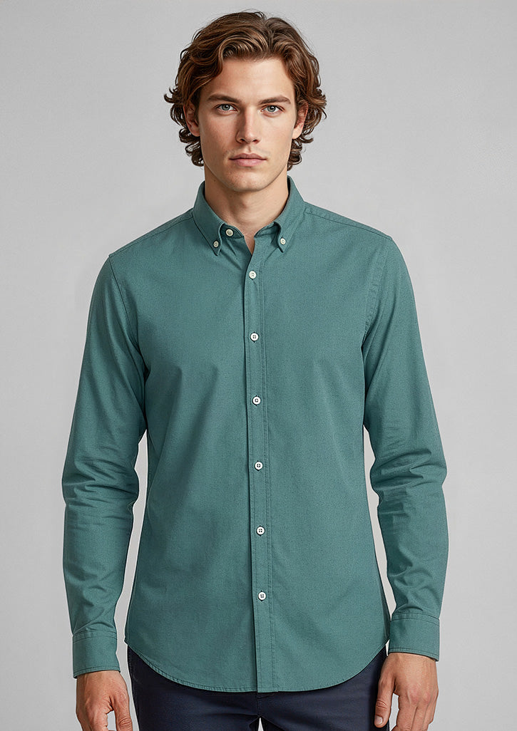 S127ML Mens Memphis Long Sleeve Shirt - Jasper Green
