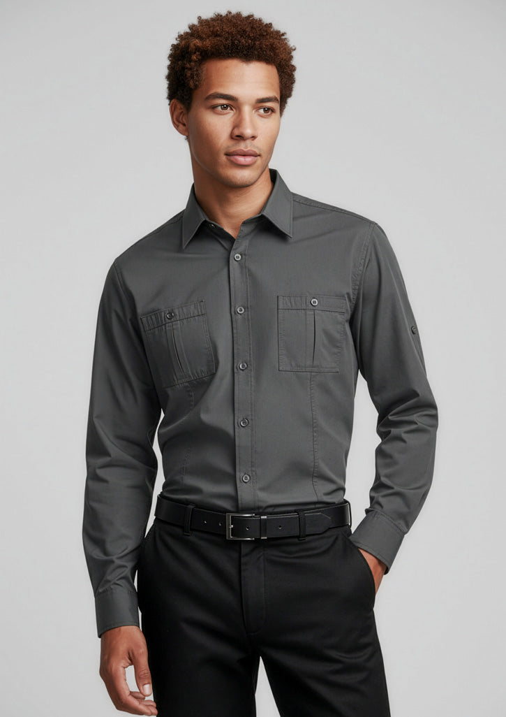 S306ML Mens Bondi Long Sleeve Shirt - Charcoal