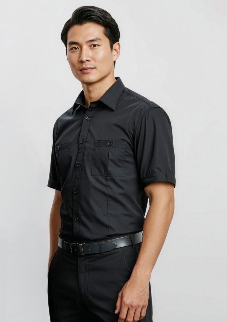 S306MS Mens Bondi Short Sleeve Shirt - Black