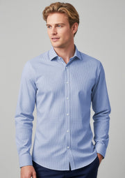 S339ML Mens Bristol Tailored Long Sleeve Shirt - White/Navy