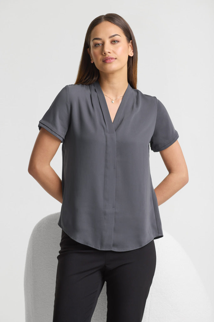 S628LS Womens Madison Short Sleeve Shirt - Charcoal