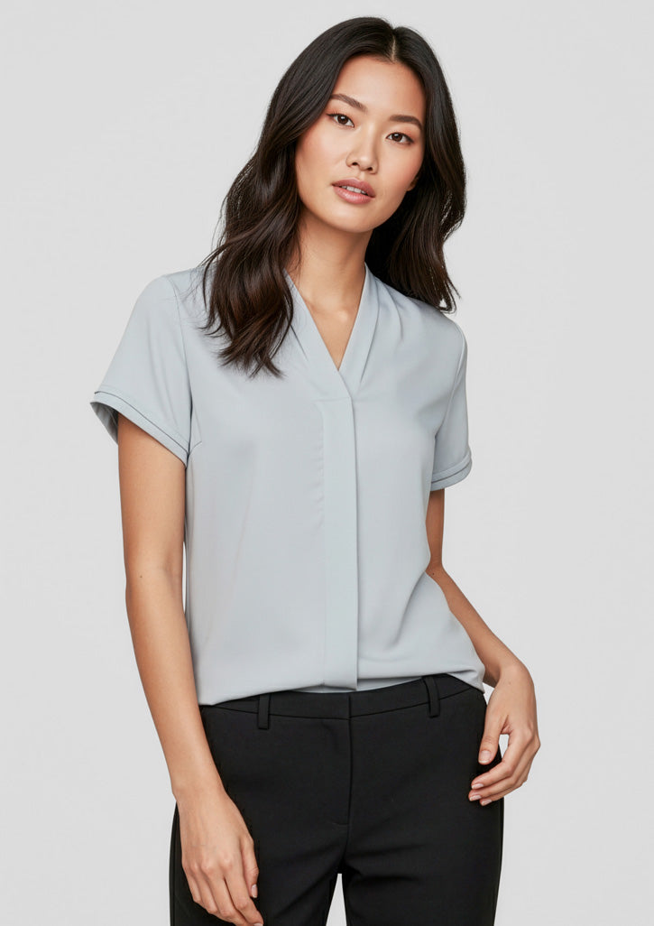 S628LS Womens Madison Short Sleeve Shirt - Silver Mist