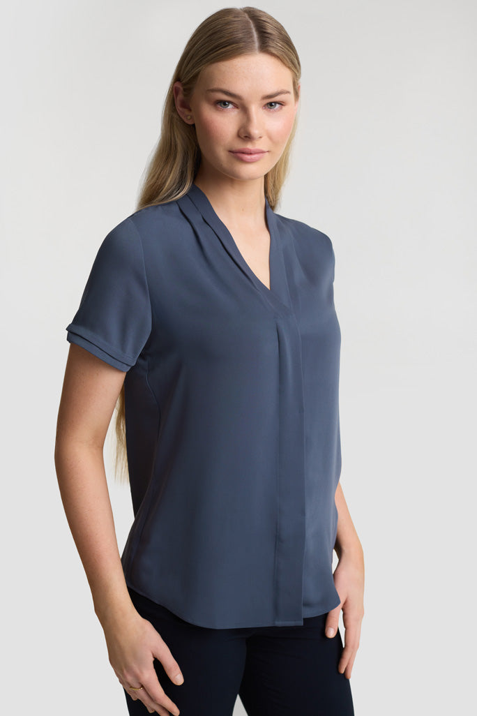 S628LS Womens Madison Short Sleeve Shirt - Storm Blue