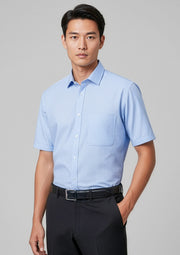 S812MS Mens Euro Short Sleeve Shirt - Blue