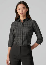 S820LT Womens Harper 3/4 Sleeve Shirt - Black/Silver
