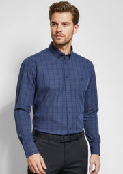 S820ML Mens Harper Long Sleeve Shirt - Ink/Silver