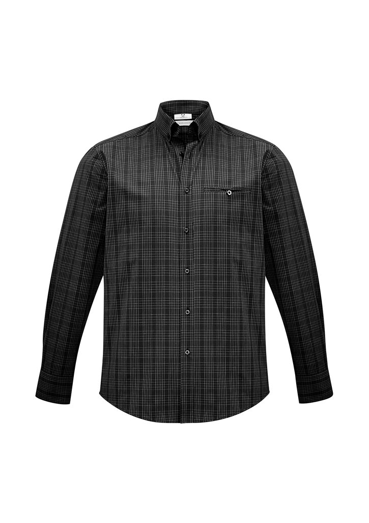S820ML Mens Harper Long Sleeve Shirt - Black/Silver