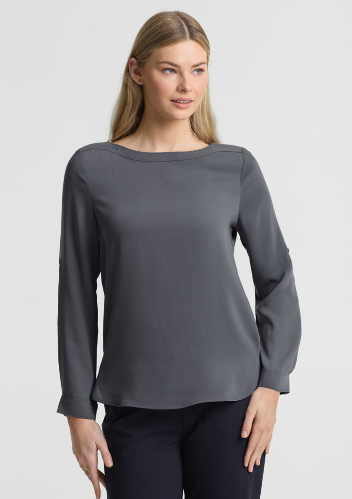 S828LL Womens Madison Boatneck Top - Charcoal