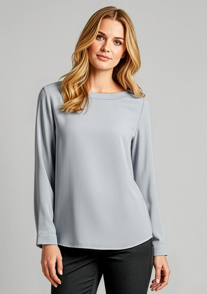 S828LL Womens Madison Boatneck Top - Silver Mist