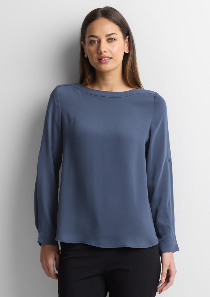 S828LL Womens Madison Boatneck Top - Storm Blue