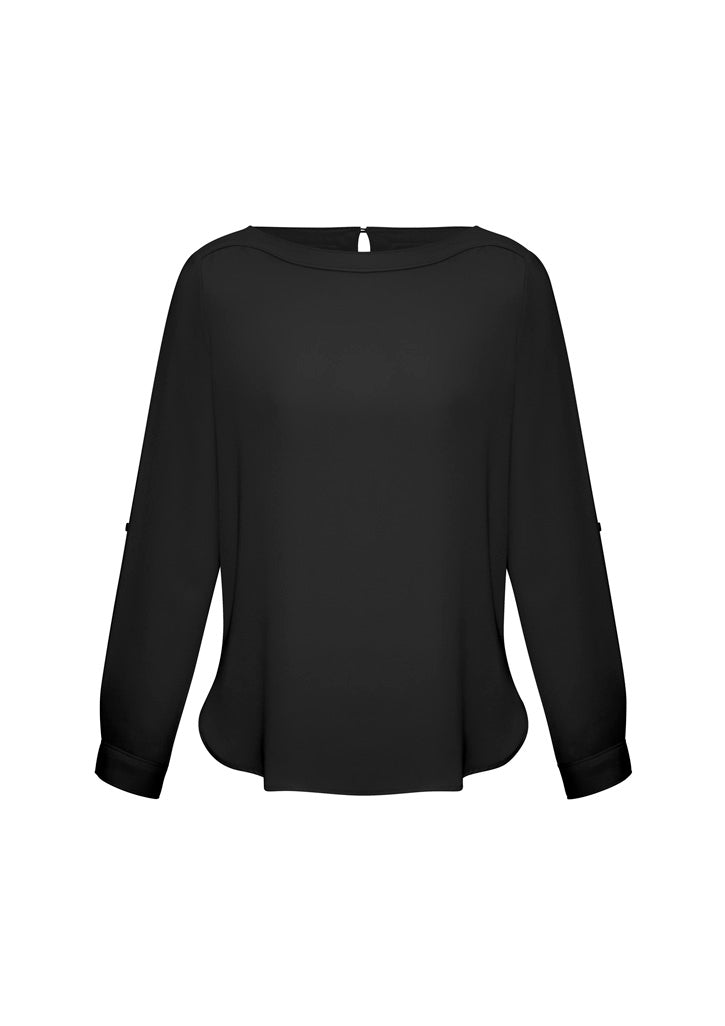 S828LL Womens Madison Boatneck Top - Black