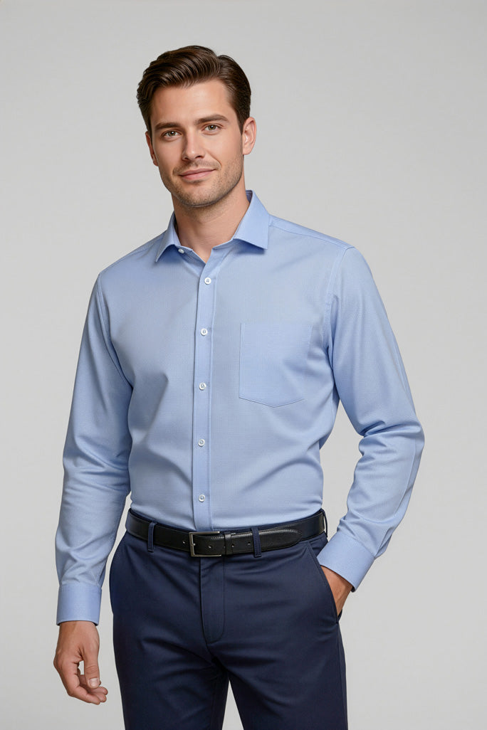 S912ML Mens Regent Long Sleeve Shirt - Blue