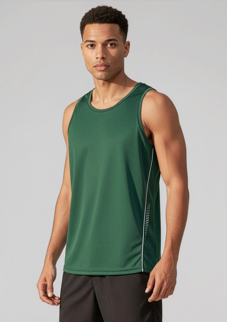 SG319M Mens Balance Singlet - Forest/White
