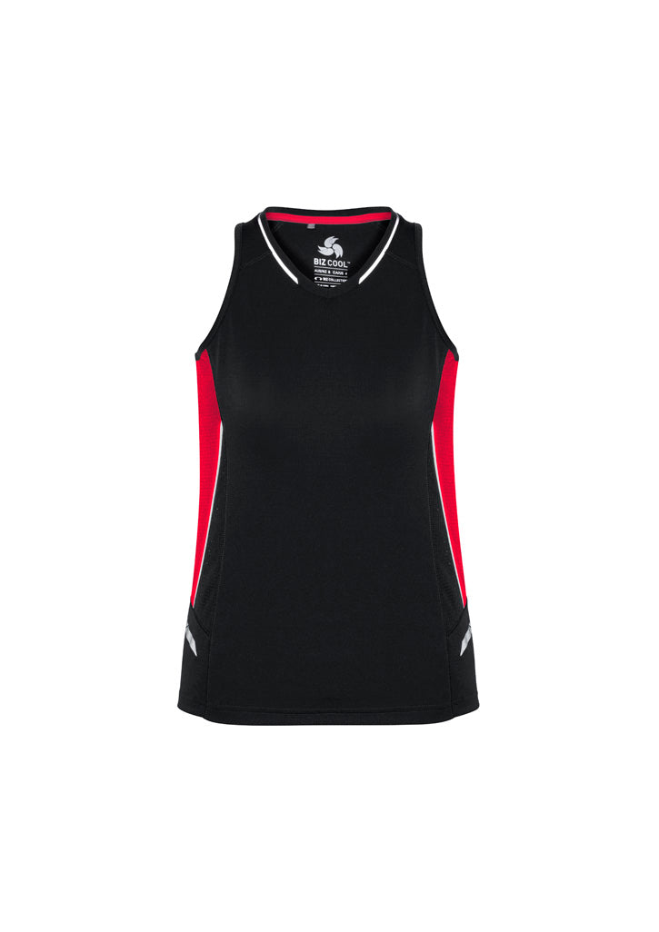 SG702L Womens Renegade Singlet - Black/Red/Silver