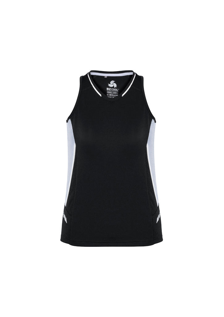 SG702L Womens Renegade Singlet - Black/White/Silver