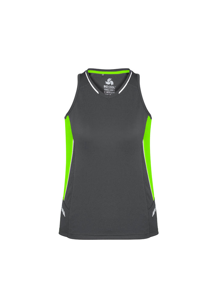 SG702L Womens Renegade Singlet - Grey/Fluoro Lime/Silver