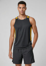 SG702M Mens Renegade Singlet - Black/Gold/Silver