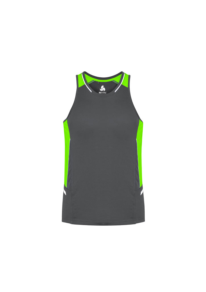 SG702M Mens Renegade Singlet - Grey/Fluoro Lime/Silver