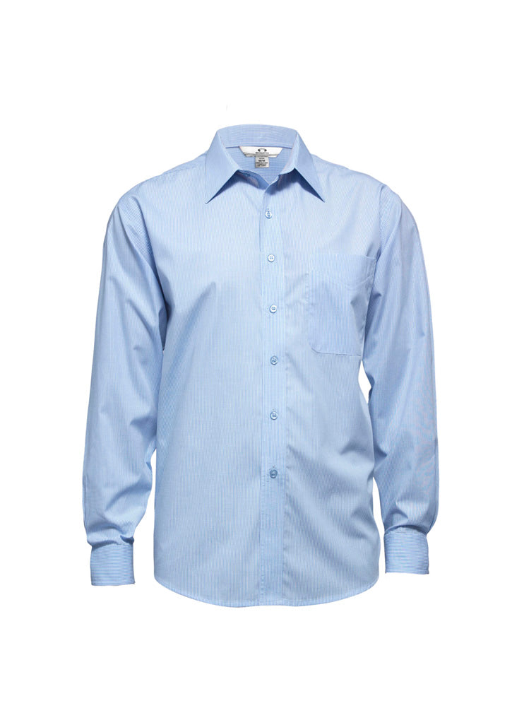 SH816 Mens Micro Check Long Sleeve Shirt - Sky