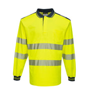 T184 - PW3 Hi-Vis Polo Shirt L/S in Yellow/Navy