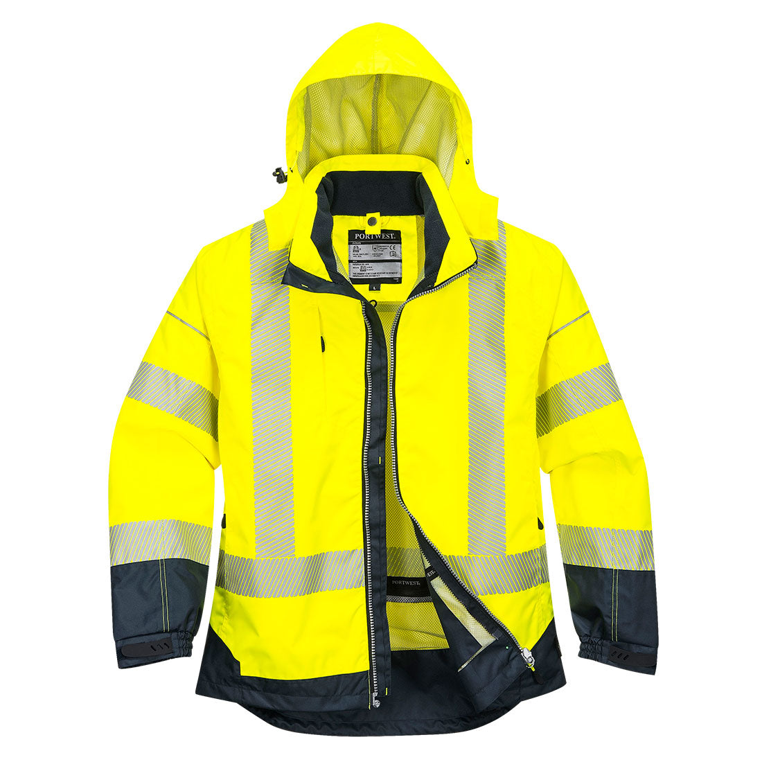 T403 - PW3 Hi-Vis Breathable Rain Jacket in Yellow/Navy