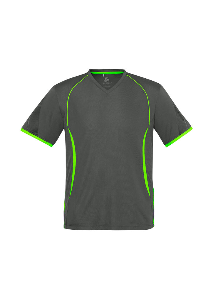 T406MS Mens Razor Short Sleeve Tee - Grey/Fluoro Lime
