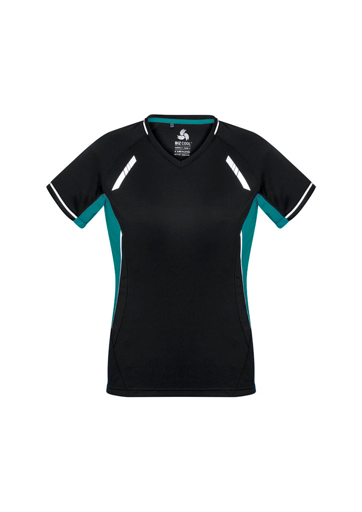 T701LS Womens Renegade Short Sleeve Tee - Black/Teal/Silver