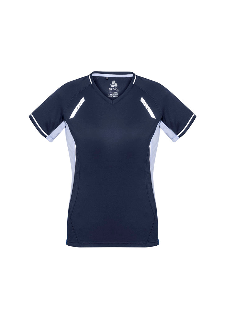 T701LS Womens Renegade Short Sleeve Tee - Navy/White/Silver