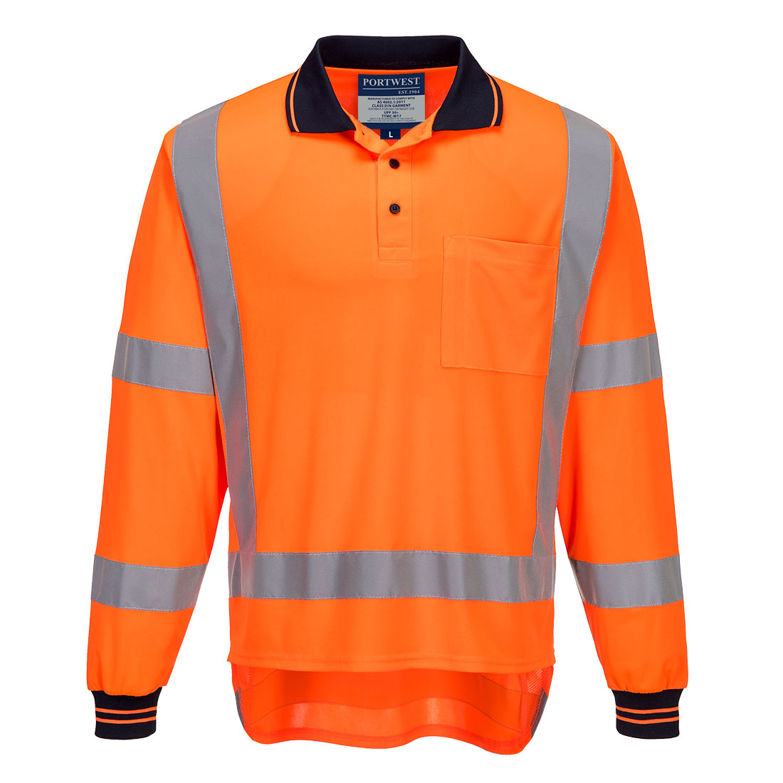 TM312 - TTMC-W17 Hi-Vis X Back Polo Shirt L/S in Orange