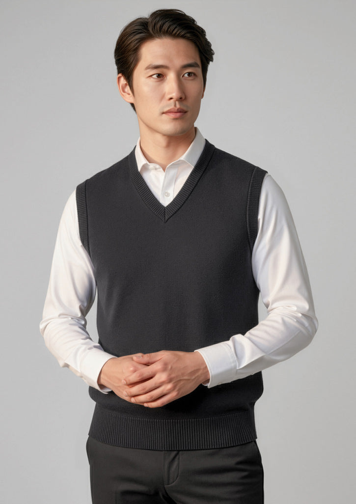 WV6007 Mens Woolmix Knit Vest - Black