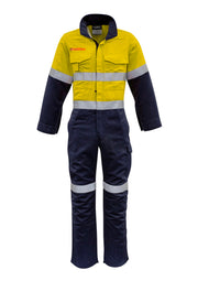 Mens Orange Flame Overall - Hoop Taped in Yellow/Navy