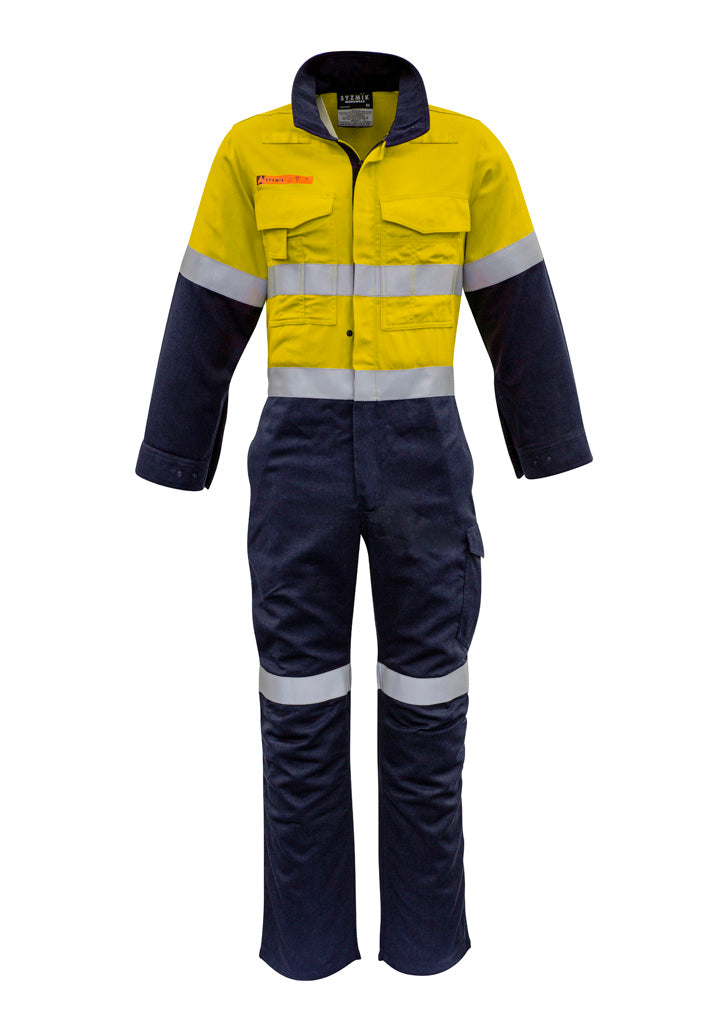 Mens Orange Flame Overall - Hoop Taped in Yellow/Navy