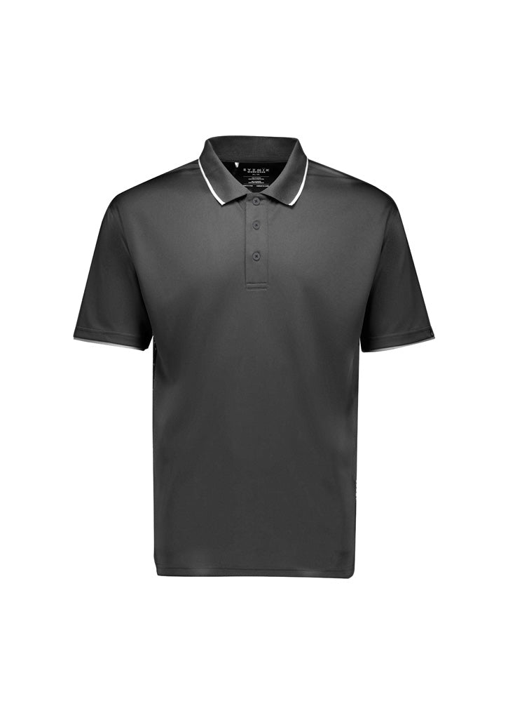 Mens Spark Short Sleeve Polo in Charcoal/White