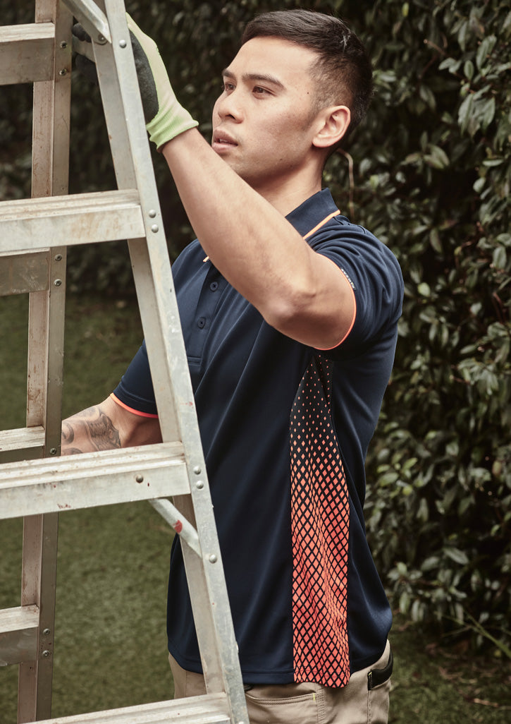 Mens Spark Short Sleeve Polo in Navy/Orange