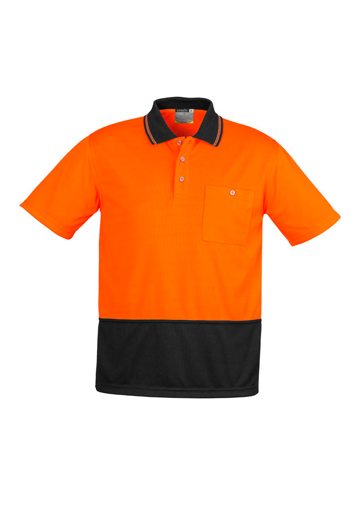 Unisex Hi Vis Basic Short Sleeve Polo in Orange/Black