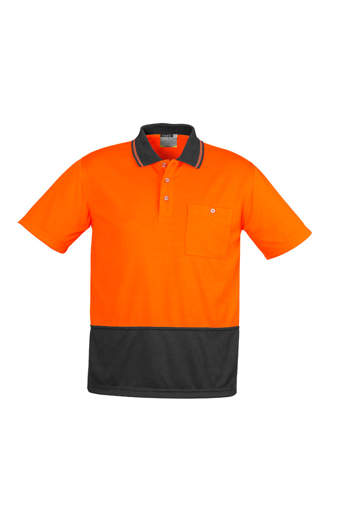 Unisex Hi Vis Basic Short Sleeve Polo in Orange/Charcoal