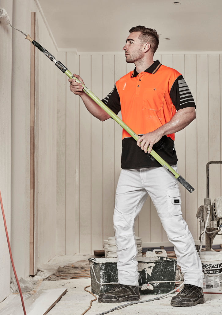 Mens Hi Vis Zone Short Sleeve Polo in Orange/Black