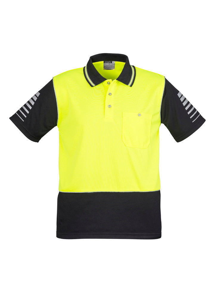Mens Hi Vis Zone Short Sleeve Polo in Yellow/Black