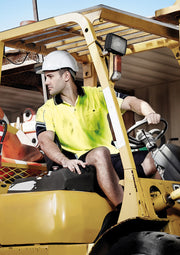 Mens Hi Vis Squad Short Sleeve Polo in Yellow/Navy