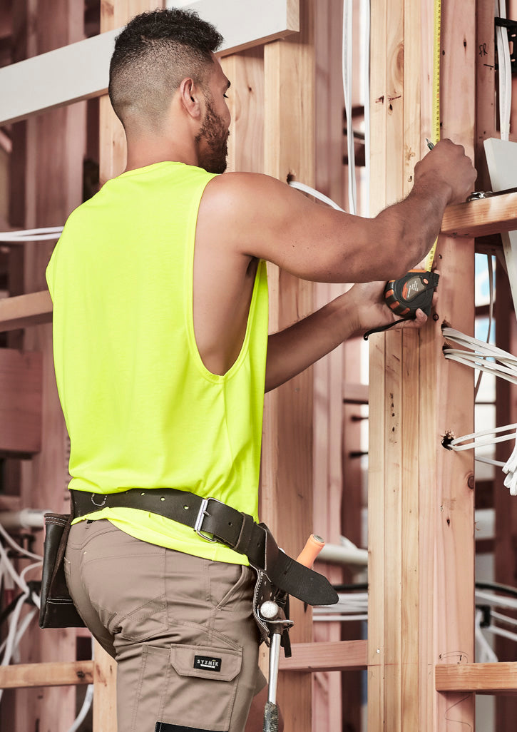 Mens Hi Vis Sleeveless Tee in Yellow