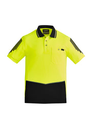 Mens Hi Vis Flux Short Sleeve Polo in Yellow/Black