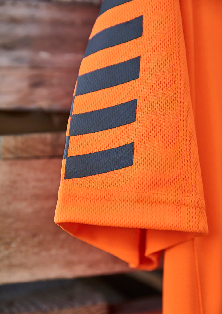 Mens Hi Vis Komodo Short Sleeve Polo in Orange/Navy