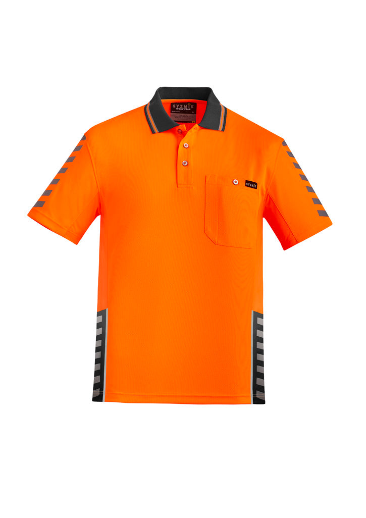 Mens Hi Vis Komodo Short Sleeve Polo in Orange/Charcoal