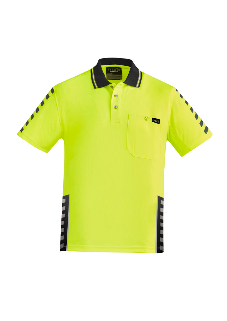Mens Hi Vis Komodo Short Sleeve Polo in Yellow/Black