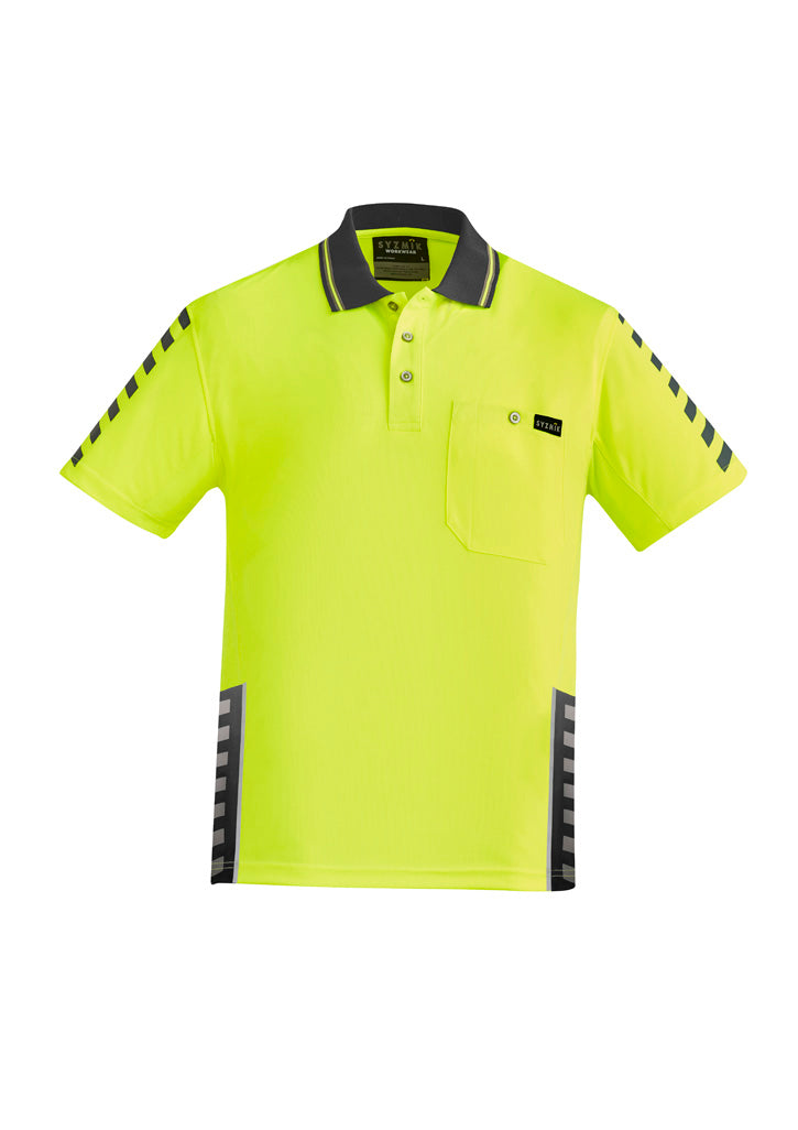 Mens Hi Vis Komodo Short Sleeve Polo in Yellow/Charcoal