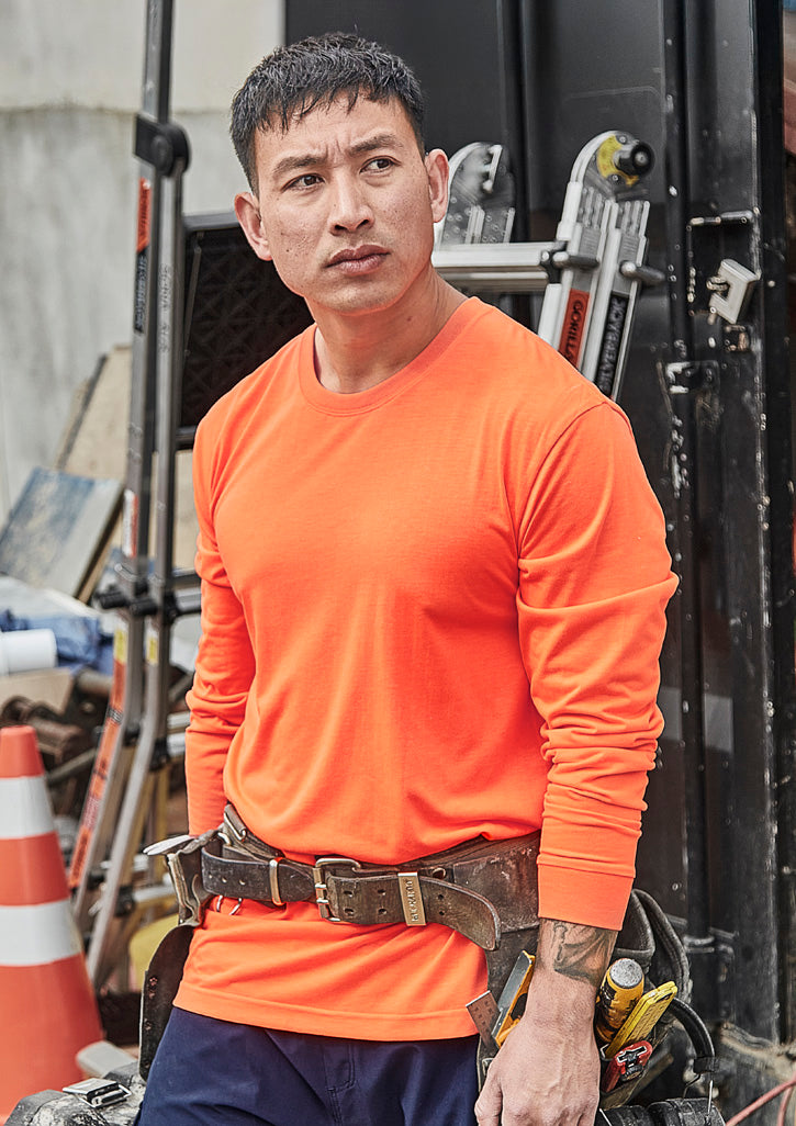 Mens Hi Vis Long Sleeve Tee in Orange