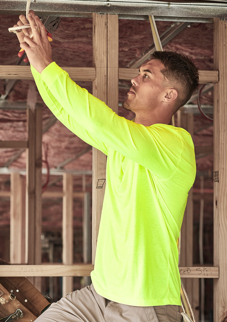 Mens Hi Vis Long Sleeve Tee in Yellow