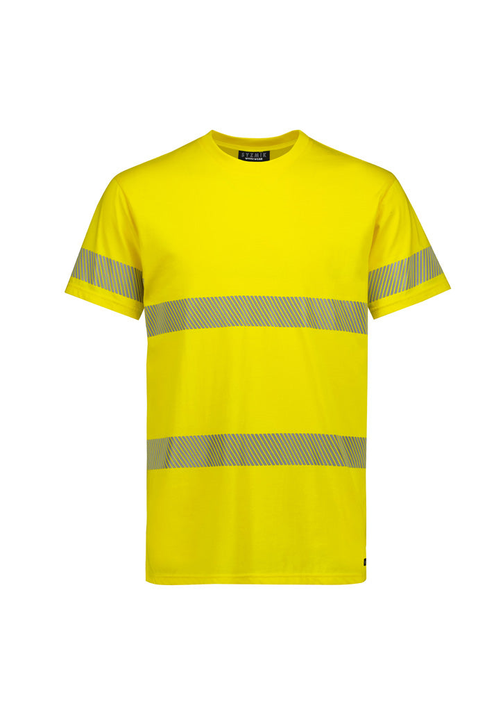 Mens Hi Vis Segmented Tape Cotton Tee in Yellow