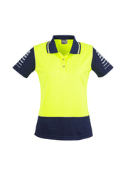 Womens Hi Vis Zone Short Sleeve Polo in Yellow/Navy
